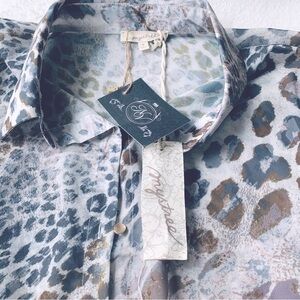 Mystree Sheer Multicolor Animal Print Blouse M